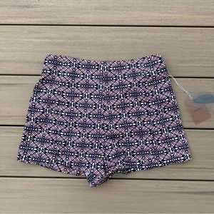 Navy & Peach Patterned Shorts